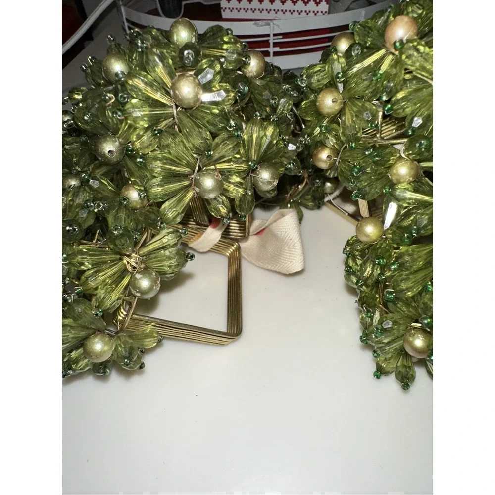 Pomegranate Fern And Gold Leaf Napkin‎ Rings Set Of 8